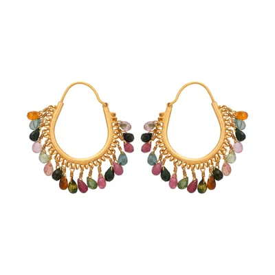 Opium Jewels Women's Gold Cascading Tourmaline Droplet Hoops