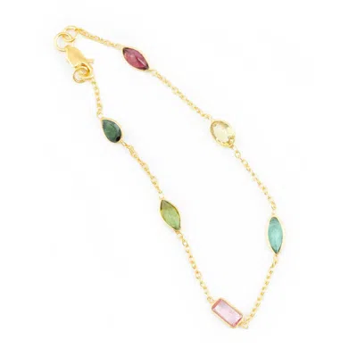 Opium Jewels Women's Gold Chain Bracelet With Tourmalines