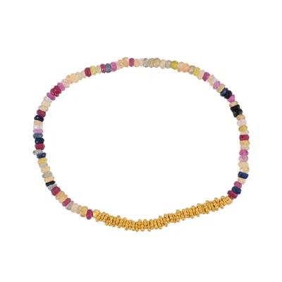 Opium Jewels Women's Gold Disc Stretch Bracelet With Multi-sapphires
