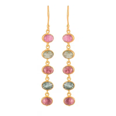 Opium Jewels Women's Gold Five Tier Oval Drops - Tourmaline