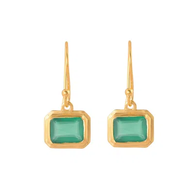 Opium Jewels Women's Gold / Green Baguette Cut Earrings - Green Onyx In Gold/green