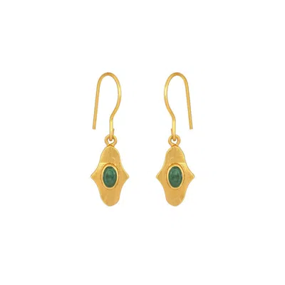Opium Jewels Women's Gold / Green Birthstone Hamsa Drops In Emerald - May
