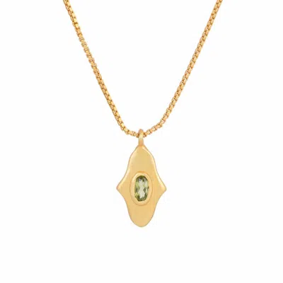 Opium Jewels Women's Gold / Green Birthstone Hamsa Necklace In Peridot - August