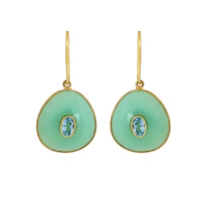 Opium Jewels Women's Gold / Green / Blue Chrysoprase & Blue Topaz Drops In Gold/green/blue