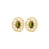 Opium Jewels Women's Gold / Green Crystal & Green Tourmaline Studs