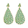 Opium Jewels Women's Gold / Green Dew Drop Jali Earrings - Emeralds