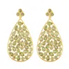 Opium Jewels Women's Gold / Green Dew Drop Jali Earrings - Peridot