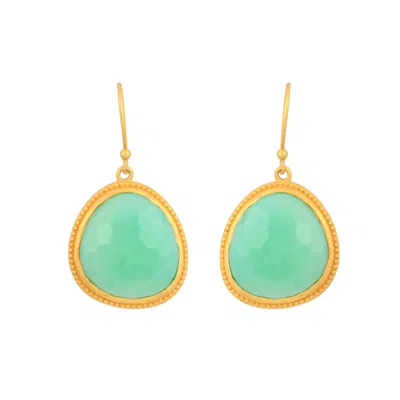 Opium Jewels Women's Gold / Green Faceted Drops In Luminous Chrysoprase