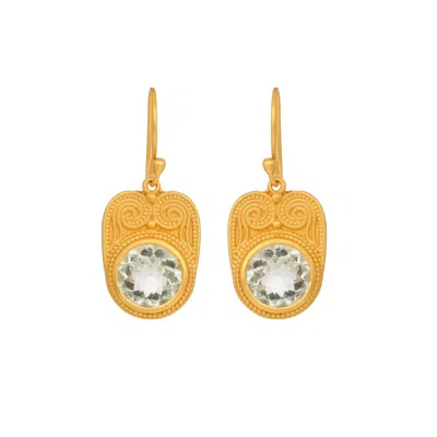 Opium Jewels Women's Gold / Green Goddess Earrings In Faceted Green Amethyst In Gold/green