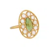 Opium Jewels Women's Gold / Green Green Tourmaline And Crystal Jali Ring