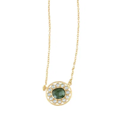 Opium Jewels Women's Gold / Green Green Tourmaline Crystal Jali Necklace