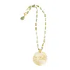 Opium Jewels Women's Gold / Green Grossular Garnet Necklace With Vintage Sanskrit Protection Amulet