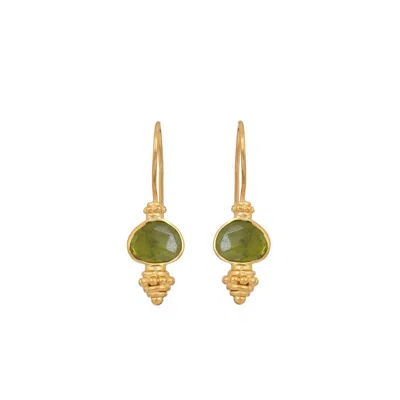Opium Jewels Women's Gold / Green Kundan Drops - Green Tourmaline In Gold/green