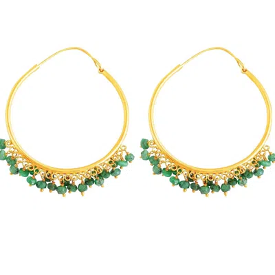 Opium Jewels Women's Gold / Green Large Cascade Hoops - Faceted Emeralds In Multi