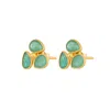 Opium Jewels Women's Gold / Green Lotus Studs - Emeralds