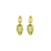 Opium Jewels Women's Gold / Green Marquise Double Drop Studs - Peridot