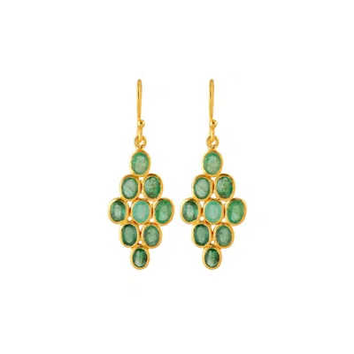 Opium Jewels Women's Gold / Green Night Star Jali Drops - Emerald
