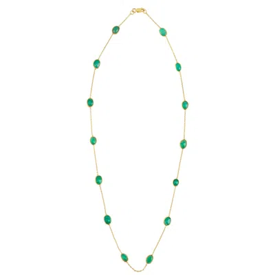 Opium Jewels Women's Gold / Green Short Chain Necklace - Emeralds