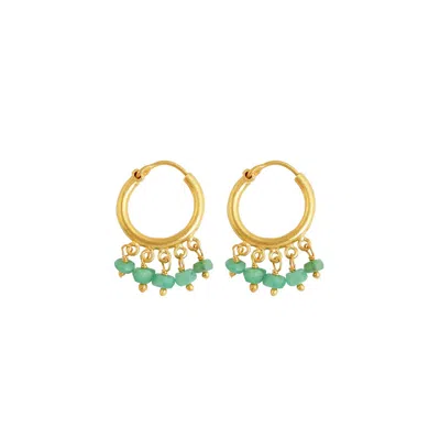 Opium Jewels Women's Gold / Green Small Hoops - Emeralds