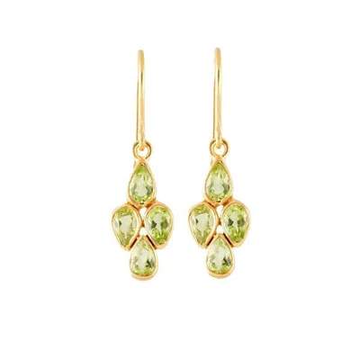 Opium Jewels Women's Gold / Green Soul Star Earrings - Peridot