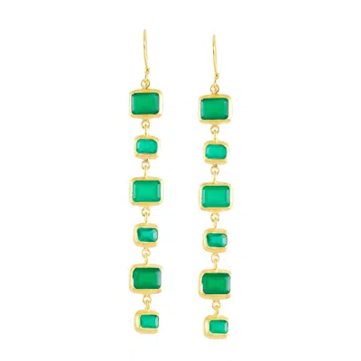 Opium Jewels Women's Gold / Green Sundar Drops - Green Onyx In Multi