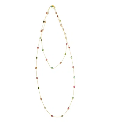 Opium Jewels Women's Gold Long Chain Necklace - Tourmalines