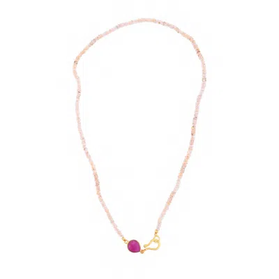 Opium Jewels Women's Gold / Orange Faceted Orange Sapphire Strand With Raw Cut Ruby Clasp In Multi