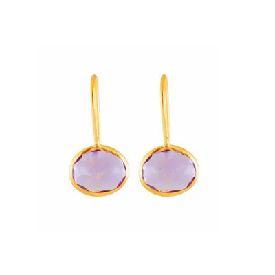 Opium Jewels Women's Gold / Pink Oval Drops - Amethyst In Multi