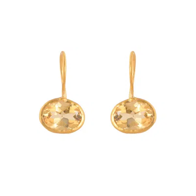 Opium Jewels Women's Gold / Pink Oval Drops - Citrine In Multi