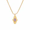 Opium Jewels Women's Gold / Pink / Purple Birthstone Hamsa Necklace In Amethyst - February