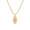 Opium Jewels Women's Gold / Pink / Purple Birthstone Hamsa Necklace In Pink Tourmaline - October