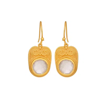Opium Jewels Women's Gold / Pink / Purple Goddess Earrings In Faceted Rose Quartz