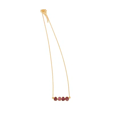 Opium Jewels Women's Gold / Pink / Purple Kundan Pink Tourmaline Chain Necklace