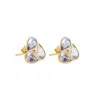Opium Jewels Women's Gold / Pink / Purple Lotus Studs - Tanzanite