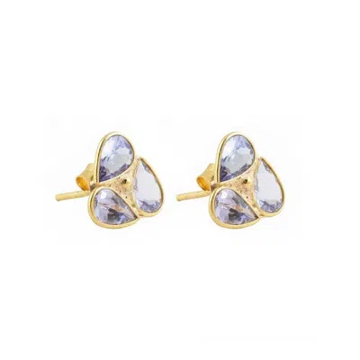 Opium Jewels Women's Gold / Pink / Purple Lotus Studs - Tanzanite In Multi