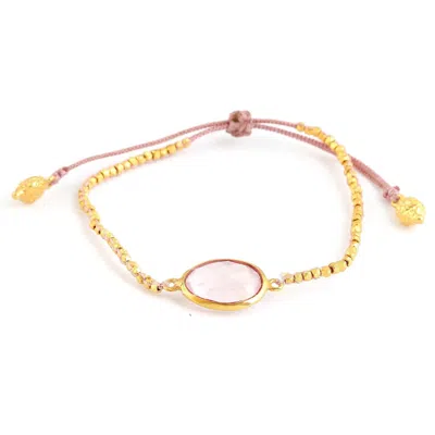 Opium Jewels Women's Gold / Pink / Purple Rose Quartz Chakra Bracelet - Heart Chakra - Anahata