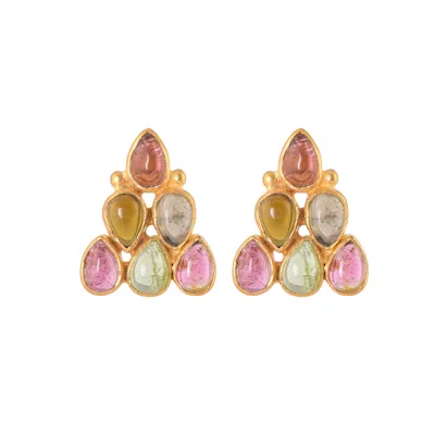 Opium Jewels Women's Gold Rani Studs - Tourmalines