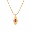 Opium Jewels Women's Gold / Red Birthstone Hamsa Necklace In Garnet - January