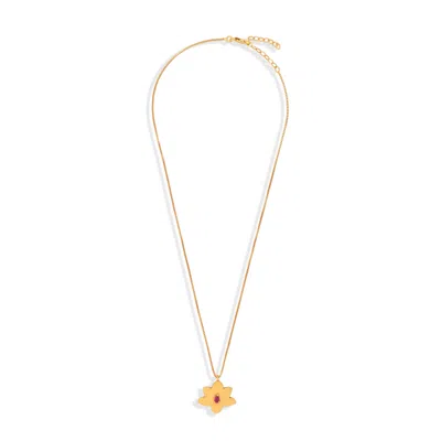Opium Jewels Women's Gold / Red Gold Water Lotus Necklace With Ruby In Gold/red