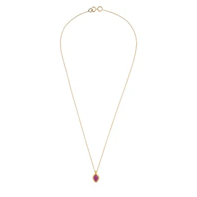 Opium Jewels Women's Gold / Red Hand Carved 18 Carat Gold & Ruby Pendant On 18 Carat Gold Fine Chain