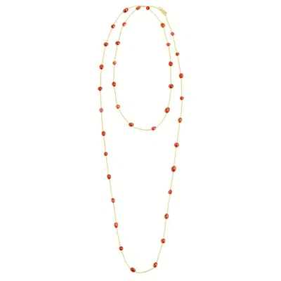 Opium Jewels Women's Gold / Red Long Chain Necklace - Rubies In Multi