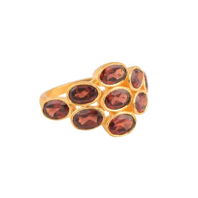 Opium Jewels Women's Gold / Red Night Star Cocktail Ring - Garnet In Multi
