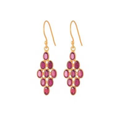 Opium Jewels Women's Gold / Red Night Star Jali Drops - Rubies In Gold/red
