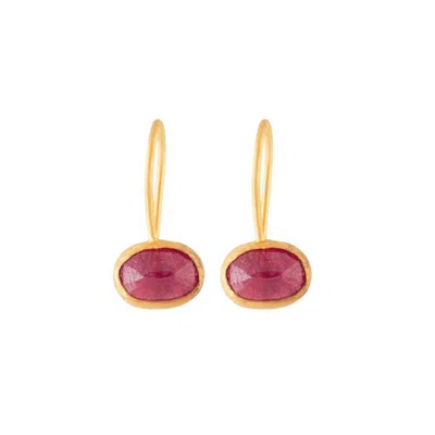 Opium Jewels Women's Gold / Red Oval Drops - Ruby In Multi