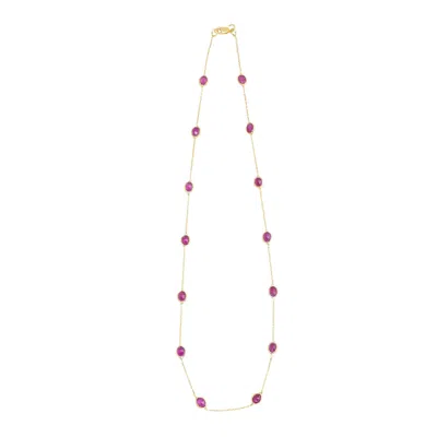 Opium Jewels Women's Gold / Red Short Chain Necklace - Rubies