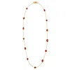 Opium Jewels Women's Gold / Red Short Chain Necklace With Rubies