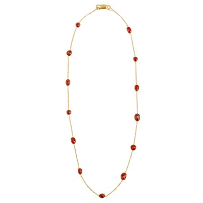 Opium Jewels Women's Gold / Red Short Chain Necklace With Rubies