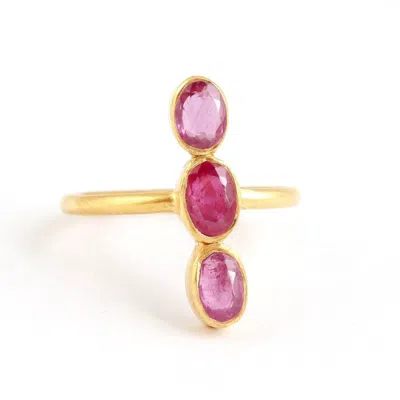 Opium Jewels Women's Gold / Red Wand Ring - Rubies In Multi