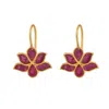 Opium Jewels Women's Gold / Red Water Lotus Earrings - Rubies