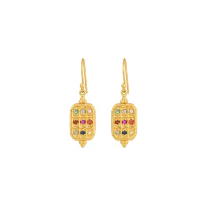 Opium Jewels Women's Gold Sacred 9 Stone Navratna Earrings